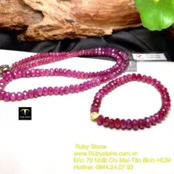 Bộ sản phẩm vòng cổ và vòng tay Ruby thiên nhiên mài giác