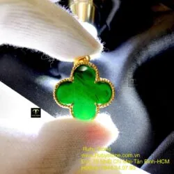 Bộ trang sức Cỏ bốn cánh ngọc Phỉ Thúy Mực Dục, vàng 18k - Hình ảnh 8