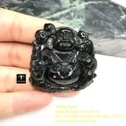 Phật Di Lặc ngọc Cẩm thạch đen huyền - Ảnh 4