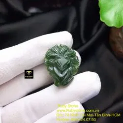 Hồ ly ngọc bích xanh đậm tạc tay