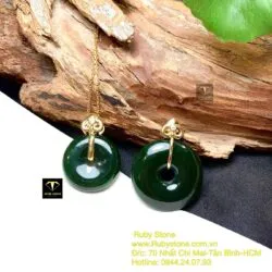 Đồng điếu ngọc bích xanh đậm VIP, KT 22mm, vàng 18k - Hình ảnh 4