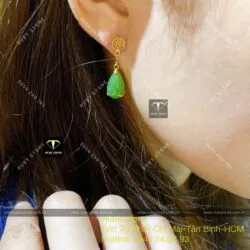 Khuyên tai giọt nước Ngọc bích dáng dài, vàng 18k - Ảnh 9