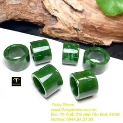 Nhẫn càn long Ngọc bích xanh lý, bản 20mm - Ảnh 2