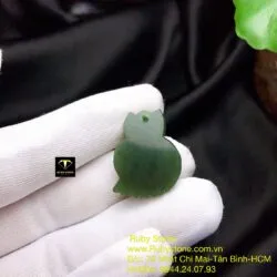 Hồ ly ngọc bích xanh đậm tạc tay - Ảnh 2