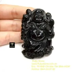 Phật Di Lặc ngọc Cẩm thạch đen huyền - Ảnh 2