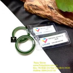 Nhẫn cặp Ngọc bích xanh đậm, bản 6 ly - Hình ảnh 4