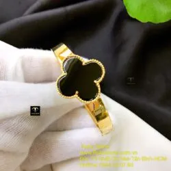 Lắc tay cỏ bốn cánh ngọc Mực Dục, vàng 18k