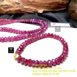 Bộ sản phẩm vòng cổ và vòng tay Ruby thiên nhiên mài giác - Hình ảnh 8