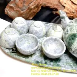 Bộ ấm trà ngọc Cẩm thạch Myanmar - Ảnh 5