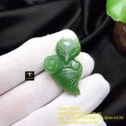 Hồ ly ngọc bích xanh lá tạc tay - Ảnh 3