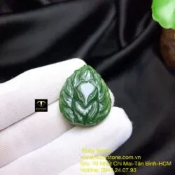 Hồ ly ngọc bích xanh đậm tạc tay - Ảnh 3