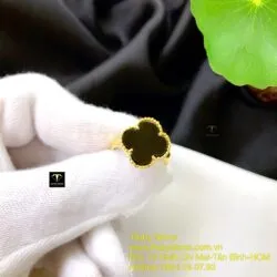 Nhẫn cỏ bốn cánh ngọc Mực Dục, vàng 18k - Hình ảnh 5