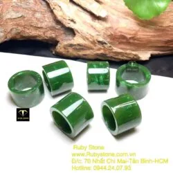 Nhẫn càn long Ngọc bích xanh lý, bản 20mm - Ảnh 4