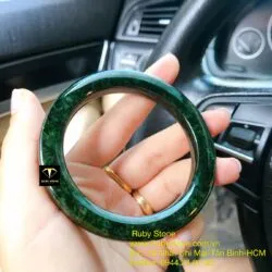 Vòng ngọc cẩm thạch sơn thuỷ xanh đen, bản vuông - Ảnh 3