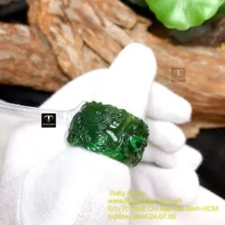 Nhẫn song Long chầu nguyệt ngọc bích Canada, bản 18mm - Ảnh 3