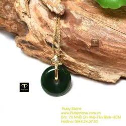 Đồng điếu ngọc bích xanh đậm VIP, KT 22mm, vàng 18k - Hình ảnh 7