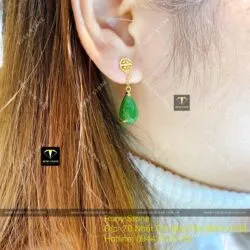 Khuyên tai giọt nước Ngọc bích dáng dài, vàng 18k - Ảnh 8