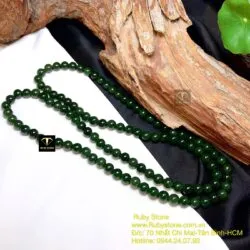 Chuỗi ngọc bích 108 hạt xanh đậm 8 ly - Hình ảnh 9