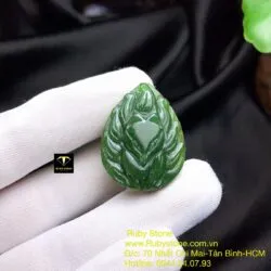 Hồ ly ngọc bích xanh đậm tạc tay - Ảnh 2