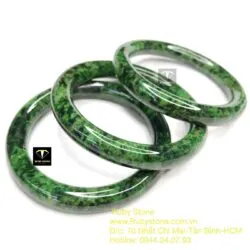 Vòng cẩm thạch Sơn thuỷ xanh lá bản tròn - Hình ảnh 7