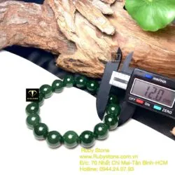 Vòng chuỗi Ngọc bích xanh đậm VIP 12 ly - Ảnh 2