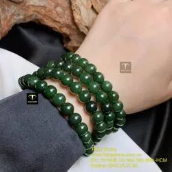 Chuỗi ngọc bích 108 hạt xanh đậm 8 ly - Hình ảnh 7