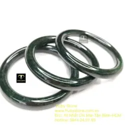 Vòng cẩm thạch sơn thuỷ xanh đen, bản tròn - Ảnh 3