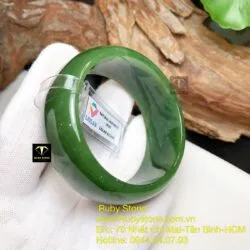 Vòng bản liền Ngọc bích xanh lá, bản 24mm - Ảnh 2