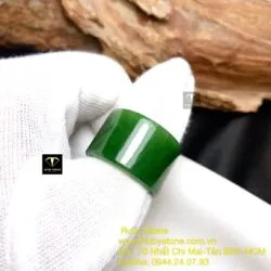 Nhẫn càn long Ngọc bích xanh lá VIP, bản 16mm