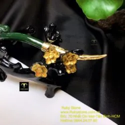 Trâm cài tóc phượng hoàng Ngọc bích, vàng 18k - Ảnh 6