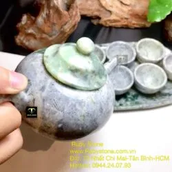 Bộ ấm trà ngọc Cẩm thạch Myanmar - Ảnh 4