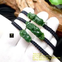 Vòng tết tay tỳ hưu ngọc bích chạm tinh xảo - Ảnh 2