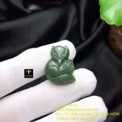 Hồ ly ngọc bích xanh đậm tạc tay