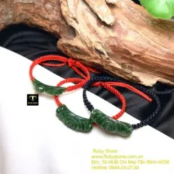 Vòng tay hoa mẫu đơn ngọc bích tết dây đeo tay - Hình ảnh 4