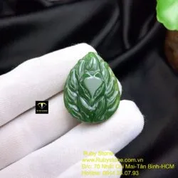 Hồ ly ngọc bích xanh đậm tạc tay