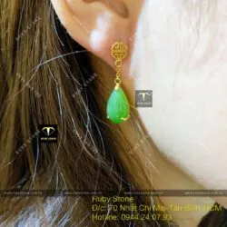 Khuyên tai giọt nước Ngọc bích dáng dài, vàng 18k - Ảnh 11