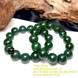 Vòng chuỗi Ngọc bích Canada xanh lý đậm 15 ly - Hình ảnh 5