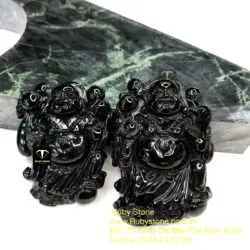 Phật Di Lặc ngọc Cẩm thạch đen huyền - Ảnh 3