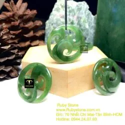 Mặt dây chuyền ngọc bích Maori Koru, kích thước 38mm - Ảnh 2