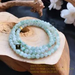Chuỗi 108 hạt ngọc Cẩm thạch phiêu lam hoa 5,9 ly