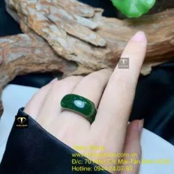 Nhẫn cặp yên ngựa Ngọc bích xanh lý đậm