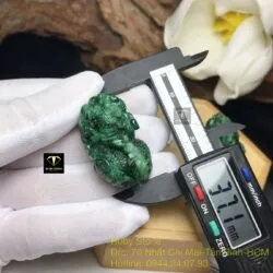 Cặp tỳ hưu ngọc Cẩm thạch xanh lý tạc tay tinh xảo, kích thước 38mm - Hình ảnh 3