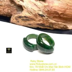 Nhẫn cặp yên ngựa Ngọc bích xanh lý đậm