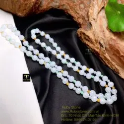 Chuỗi cổ ngọc Cẩm thạch phúc-lộc-thọ xen kẽ 6,8 ly - Ảnh 5