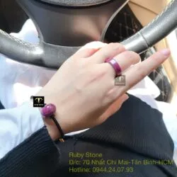 Bộ sản phẩm vòng tay và nhẫn bạc charm Ruby Nam Phi mài giác - Ảnh 2