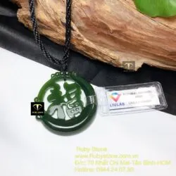 Mặt dây chuyền chữ Phúc ngọc bích, kích thước 42mm - Ảnh 7