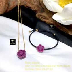 Bộ sản phẩm mặt dây chuyền và vòng tay hoa sen Ruby Nam Phi - Ảnh 4