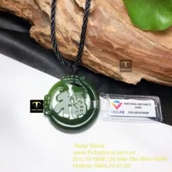 Mặt dây chuyền chữ Phúc ngọc bích, kích thước 42mm - Ảnh 5