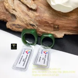 Nhẫn cặp yên ngựa Ngọc bích xanh lý đậm - Ảnh 2