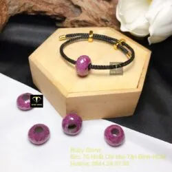 Vòng tay charm Ruby Nam Phi mài giác
